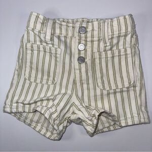 Old Navy High-Waisted striped Jean Shorts Cream and Green